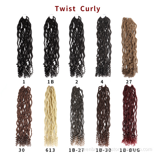 kinky Twist Crochet Hair Pre looped Crochet Braids with Curly End Synthetic Braiding Hair Extension for Women Hair